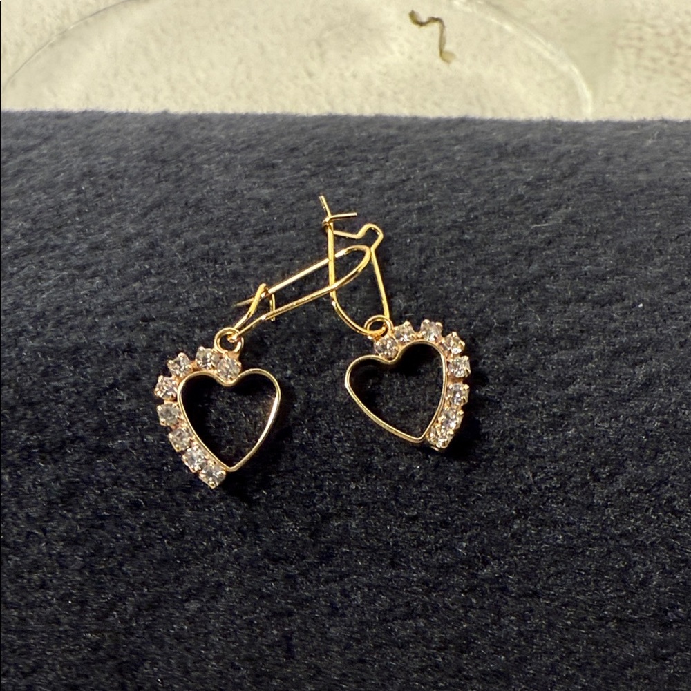 Costa Gold Heart Earrings with Crystals